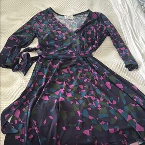 Leota Multicolor Abstract Long Sleeve Dress